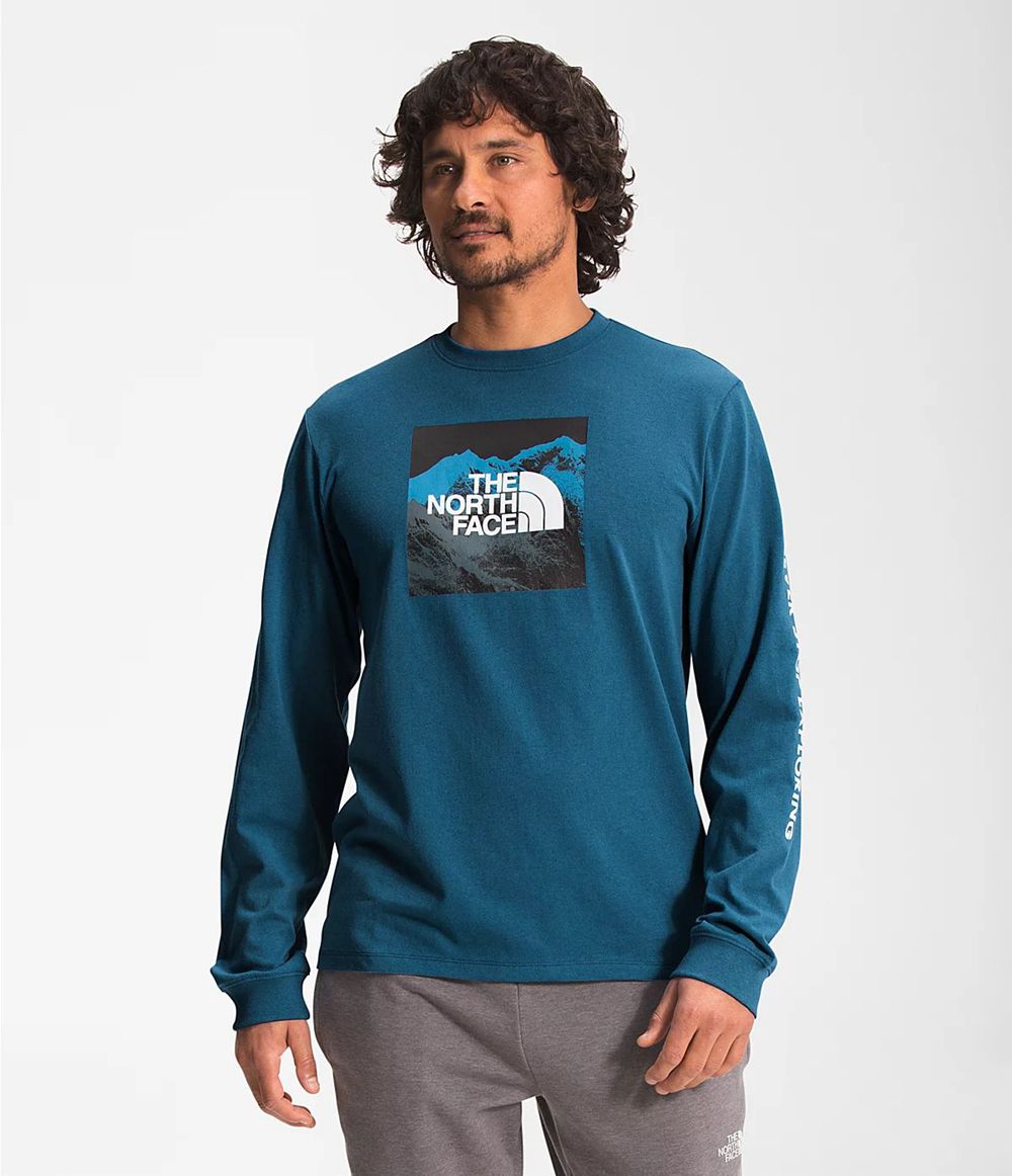 The North Face Lange Ärmel Logo Play T-Shirts Herren - Blau CH-639SXHX